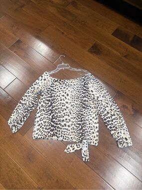 NWT. INC Leopard Blouse Off One Shoulder